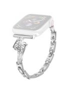 For Apple Watch Series 10 46mm / Ultra 2 Ultra 49mm /  Series 9 8 7 45mm / 6 5 4 SE (2023) SE (2022) SE 44mm / 3 2 1 42mm Repalcement Metal Watch Band Rhinestone Decor Wrist Strap - Silver