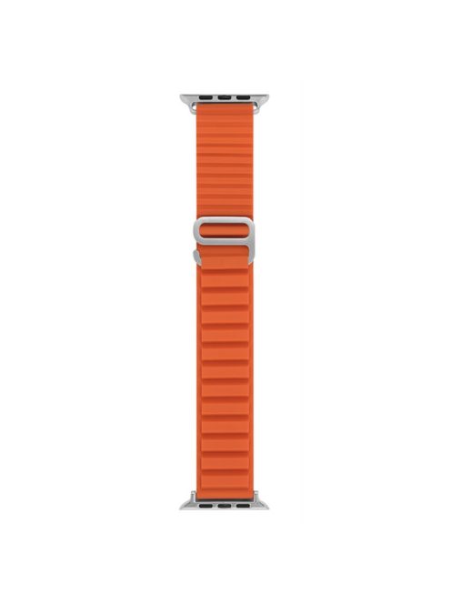 For Apple Watch Series 10 46mm / Ultra 2 Ultra 49mm /  Series 9 8 7 45mm / 6 5 4 SE (2023) SE (2022) SE 44mm / 3 2 1 42mm Replacement Silicone Smartwatch Loop Band Adjustable Wrist Strap - Orange