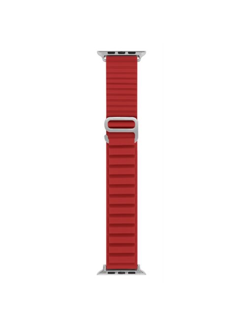 For Apple Watch Series 10 46mm / Ultra 2 Ultra 49mm /  Series 9 8 7 45mm / 6 5 4 SE (2023) SE (2022) SE 44mm / 3 2 1 42mm Replacement Silicone Smartwatch Loop Band Adjustable Wrist Strap - Red