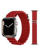 For Apple Watch Series 10 46mm / Ultra 2 Ultra 49mm /  Series 9 8 7 45mm / 6 5 4 SE (2023) SE (2022) SE 44mm / 3 2 1 42mm Replacement Silicone Smartwatch Loop Band Adjustable Wrist Strap - Red