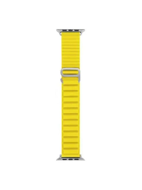 For Apple Watch Series 10 46mm / Ultra 2 Ultra 49mm /  Series 9 8 7 45mm / 6 5 4 SE (2023) SE (2022) SE 44mm / 3 2 1 42mm Replacement Silicone Smartwatch Loop Band Adjustable Wrist Strap - Yellow