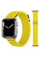 For Apple Watch Series 10 46mm / Ultra 2 Ultra 49mm /  Series 9 8 7 45mm / 6 5 4 SE (2023) SE (2022) SE 44mm / 3 2 1 42mm Replacement Silicone Smartwatch Loop Band Adjustable Wrist Strap - Yellow