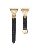 For Apple Watch Series 10 46mm / Ultra 2 Ultra 49mm /  Series 9 8 7 45mm / 6 5 4 SE (2023) SE (2022) SE 44mm / 3 2 1 42mm Replacement Watch Band - Black / Gold Buckle