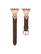 For Apple Watch Series 10 46mm / Ultra 2 Ultra 49mm /  Series 9 8 7 45mm / 6 5 4 SE (2023) SE (2022) SE 44mm / 3 2 1 42mm Replacement Watch Band - Tan / Rose Gold Buckle