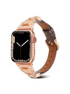 For Apple Watch Series 10 46mm / Ultra 2 Ultra 49mm /  Series 9 8 7 45mm / 6 5 4 SE (2023) SE (2022) SE 44mm / 3 2 1 42mm Replacement Watch Band - Tan / Rose Gold Buckle