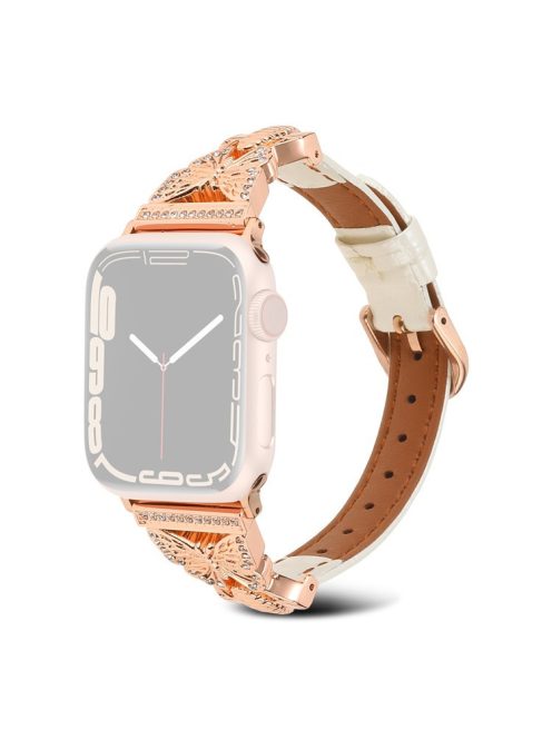 For Apple Watch Series 10 46mm / Ultra 2 Ultra 49mm /  Series 9 8 7 45mm / 6 5 4 SE (2023) SE (2022) SE 44mm / 3 2 1 42mm Replacement Watch Band - White / Rose Gold Buckle