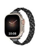 For Apple Watch Series 10 46mm / Ultra 2 Ultra 49mm /  Series 9 8 7 45mm / 6 5 4 SE (2023) SE (2022) SE 44mm / 3 2 1 42mm Rhinestone Decor Metal Smart Watch Band Replacement Wrist Strap - Black