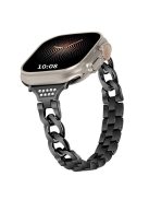 For Apple Watch Series 10 46mm / Ultra 2 Ultra 49mm /  Series 9 8 7 45mm / 6 5 4 SE (2023) SE (2022) SE 44mm / 3 2 1 42mm Rhinestone Decor Metal Smart Watch Band Replacement Wrist Strap - Black