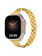 For Apple Watch Series 10 46mm / Ultra 2 Ultra 49mm /  Series 9 8 7 45mm / 6 5 4 SE (2023) SE (2022) SE 44mm / 3 2 1 42mm Rhinestone Decor Metal Smart Watch Band Replacement Wrist Strap - Gold