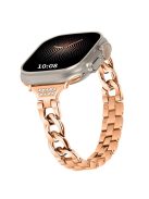 For Apple Watch Series 10 46mm / Ultra 2 Ultra 49mm /  Series 9 8 7 45mm / 6 5 4 SE (2023) SE (2022) SE 44mm / 3 2 1 42mm Rhinestone Decor Metal Smart Watch Band Replacement Wrist Strap - Rose Gold