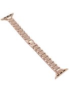 For Apple Watch Series 10 46mm / Ultra 2 Ultra 49mm /  Series 9 8 7 45mm / 6 5 4 SE (2023) SE (2022) SE 44mm / 3 2 1 42mm Rhinestone Metal Watch Strap - Rose Gold