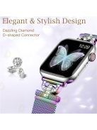 For Apple Watch Series 10 46mm / Ultra 2 Ultra 49mm /  Series 9 8 7 45mm / 6 5 4 SE (2023) SE (2022) SE 44mm / 3 2 1 42mm Rhinestones D-Shape Wrist Strap Stainless Steel Milanese Band - Colorful