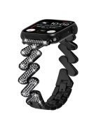 For Apple Watch Series 10 46mm / Ultra 2 Ultra 49mm /  Series 9 8 7 45mm / 6 5 4 SE (2023) SE (2022) SE 44mm / 3 2 1 42mm Rhinestones Decor Strap Zinc Alloy Wrist Band - Black