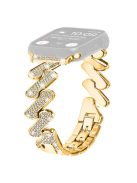 For Apple Watch Series 10 46mm / Ultra 2 Ultra 49mm /  Series 9 8 7 45mm / 6 5 4 SE (2023) SE (2022) SE 44mm / 3 2 1 42mm Rhinestones Decor Strap Zinc Alloy Wrist Band - Gold