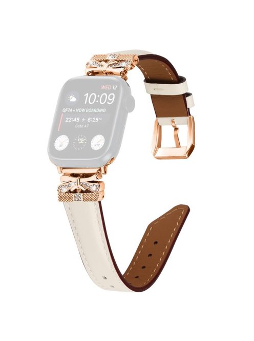 For Apple Watch Series 10 46mm / Ultra 2 Ultra 49mm /  Series 9 8 7 45mm / 6 5 4 SE (2023) SE (2022) SE 44mm / 3 2 1 42mm Rose Gold Buckle Watch Strap - Apricot