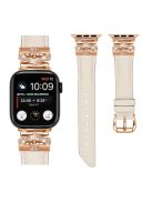 For Apple Watch Series 10 46mm / Ultra 2 Ultra 49mm /  Series 9 8 7 45mm / 6 5 4 SE (2023) SE (2022) SE 44mm / 3 2 1 42mm Rose Gold Buckle Watch Strap - Apricot