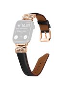 For Apple Watch Series 10 46mm / Ultra 2 Ultra 49mm /  Series 9 8 7 45mm / 6 5 4 SE (2023) SE (2022) SE 44mm / 3 2 1 42mm Rose Gold Buckle Watch Strap - Black