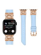 For Apple Watch Series 10 46mm / Ultra 2 Ultra 49mm /  Series 9 8 7 45mm / 6 5 4 SE (2023) SE (2022) SE 44mm / 3 2 1 42mm Rose Gold Buckle Watch Strap - Blue