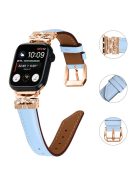 For Apple Watch Series 10 46mm / Ultra 2 Ultra 49mm /  Series 9 8 7 45mm / 6 5 4 SE (2023) SE (2022) SE 44mm / 3 2 1 42mm Rose Gold Buckle Watch Strap - Blue