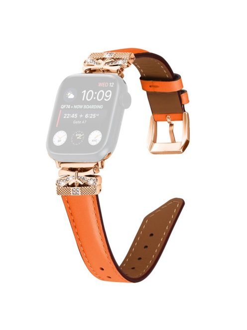 For Apple Watch Series 10 46mm / Ultra 2 Ultra 49mm /  Series 9 8 7 45mm / 6 5 4 SE (2023) SE (2022) SE 44mm / 3 2 1 42mm Rose Gold Buckle Watch Strap - Orange