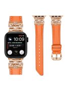 For Apple Watch Series 10 46mm / Ultra 2 Ultra 49mm /  Series 9 8 7 45mm / 6 5 4 SE (2023) SE (2022) SE 44mm / 3 2 1 42mm Rose Gold Buckle Watch Strap - Orange