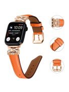 For Apple Watch Series 10 46mm / Ultra 2 Ultra 49mm /  Series 9 8 7 45mm / 6 5 4 SE (2023) SE (2022) SE 44mm / 3 2 1 42mm Rose Gold Buckle Watch Strap - Orange