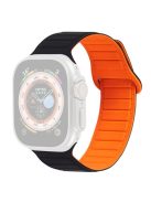 For Apple Watch Series 10 46mm / Ultra 2 Ultra 49mm /  Series 9 8 7 45mm / 6 5 4 SE (2023) SE (2022) SE 44mm / 3 2 1 42mm Silicone Band Color Match Magnetic Watch Strap - Black / Orange