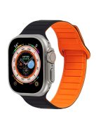 For Apple Watch Series 10 46mm / Ultra 2 Ultra 49mm /  Series 9 8 7 45mm / 6 5 4 SE (2023) SE (2022) SE 44mm / 3 2 1 42mm Silicone Band Color Match Magnetic Watch Strap - Black / Orange