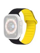 For Apple Watch Series 10 46mm / Ultra 2 Ultra 49mm /  Series 9 8 7 45mm / 6 5 4 SE (2023) SE (2022) SE 44mm / 3 2 1 42mm Silicone Band Color Match Magnetic Watch Strap - Black / Yellow