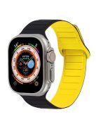 For Apple Watch Series 10 46mm / Ultra 2 Ultra 49mm /  Series 9 8 7 45mm / 6 5 4 SE (2023) SE (2022) SE 44mm / 3 2 1 42mm Silicone Band Color Match Magnetic Watch Strap - Black / Yellow