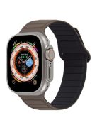 For Apple Watch Series 10 46mm / Ultra 2 Ultra 49mm /  Series 9 8 7 45mm / 6 5 4 SE (2023) SE (2022) SE 44mm / 3 2 1 42mm Silicone Band Color Match Magnetic Watch Strap - Coffee / Black