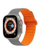 For Apple Watch Series 10 46mm / Ultra 2 Ultra 49mm /  Series 9 8 7 45mm / 6 5 4 SE (2023) SE (2022) SE 44mm / 3 2 1 42mm Silicone Band Color Match Magnetic Watch Strap - Grey / Orange