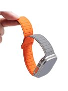 For Apple Watch Series 10 46mm / Ultra 2 Ultra 49mm /  Series 9 8 7 45mm / 6 5 4 SE (2023) SE (2022) SE 44mm / 3 2 1 42mm Silicone Band Color Match Magnetic Watch Strap - Grey / Orange