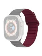 For Apple Watch Series 10 46mm / Ultra 2 Ultra 49mm /  Series 9 8 7 45mm / 6 5 4 SE (2023) SE (2022) SE 44mm / 3 2 1 42mm Silicone Band Color Match Magnetic Watch Strap - Grey / Wine Red