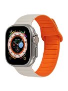 For Apple Watch Series 10 46mm / Ultra 2 Ultra 49mm /  Series 9 8 7 45mm / 6 5 4 SE (2023) SE (2022) SE 44mm / 3 2 1 42mm Silicone Band Color Match Magnetic Watch Strap - Starlight / Orange