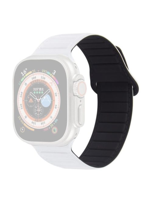 For Apple Watch Series 10 46mm / Ultra 2 Ultra 49mm /  Series 9 8 7 45mm / 6 5 4 SE (2023) SE (2022) SE 44mm / 3 2 1 42mm Silicone Band Color Match Magnetic Watch Strap - White / Black