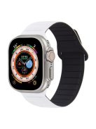 For Apple Watch Series 10 46mm / Ultra 2 Ultra 49mm /  Series 9 8 7 45mm / 6 5 4 SE (2023) SE (2022) SE 44mm / 3 2 1 42mm Silicone Band Color Match Magnetic Watch Strap - White / Black