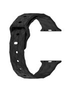 For Apple Watch Series 10 46mm / Ultra 2 Ultra 49mm /  Series 9 8 7 45mm / 6 5 4 SE (2023) SE (2022) SE 44mm / 3 2 1 42mm Silicone Band Football Pattern Watch Strap - Black