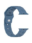 For Apple Watch Series 10 46mm / Ultra 2 Ultra 49mm /  Series 9 8 7 45mm / 6 5 4 SE (2023) SE (2022) SE 44mm / 3 2 1 42mm Silicone Band Football Pattern Watch Strap - Blue