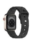 For Apple Watch Series 10 46mm / Ultra 2 Ultra 49mm /  Series 9 8 7 45mm / 6 5 4 SE (2023) SE (2022) SE 44mm / 3 2 1 42mm Silicone Band Football Pattern Watch Strap - Dark Grey