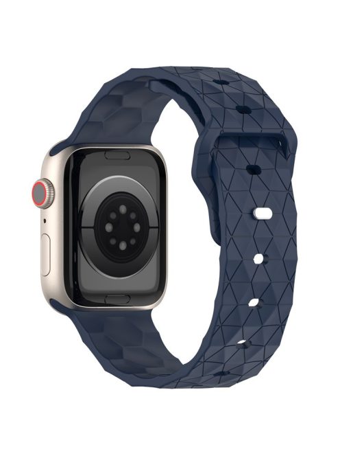 For Apple Watch Series 10 46mm / Ultra 2 Ultra 49mm /  Series 9 8 7 45mm / 6 5 4 SE (2023) SE (2022) SE 44mm / 3 2 1 42mm Silicone Band Football Pattern Watch Strap - Midnight Blue