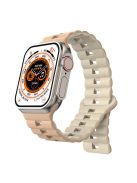 For Apple Watch Series 10 46mm / Ultra 2 Ultra 49mm /  Series 9 8 7 45mm / 6 5 4 SE (2023) SE (2022) SE 44mm / 3 2 1 42mm Silicone Band Watch Strap - Beige+Antique White