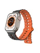 For Apple Watch Series 10 46mm / Ultra 2 Ultra 49mm /  Series 9 8 7 45mm / 6 5 4 SE (2023) SE (2022) SE 44mm / 3 2 1 42mm Silicone Band Watch Strap - Black+Orange