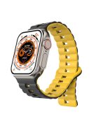 For Apple Watch Series 10 46mm / Ultra 2 Ultra 49mm /  Series 9 8 7 45mm / 6 5 4 SE (2023) SE (2022) SE 44mm / 3 2 1 42mm Silicone Band Watch Strap - Black+Yellow