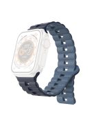 For Apple Watch Series 10 46mm / Ultra 2 Ultra 49mm /  Series 9 8 7 45mm / 6 5 4 SE (2023) SE (2022) SE 44mm / 3 2 1 42mm Silicone Band Watch Strap - Dark Navy Blue+Navy Blue