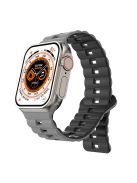 For Apple Watch Series 10 46mm / Ultra 2 Ultra 49mm /  Series 9 8 7 45mm / 6 5 4 SE (2023) SE (2022) SE 44mm / 3 2 1 42mm Silicone Band Watch Strap - Grey+Black