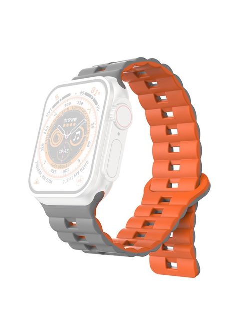 For Apple Watch Series 10 46mm / Ultra 2 Ultra 49mm /  Series 9 8 7 45mm / 6 5 4 SE (2023) SE (2022) SE 44mm / 3 2 1 42mm Silicone Band Watch Strap - Grey+Orange