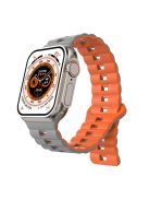 For Apple Watch Series 10 46mm / Ultra 2 Ultra 49mm /  Series 9 8 7 45mm / 6 5 4 SE (2023) SE (2022) SE 44mm / 3 2 1 42mm Silicone Band Watch Strap - Grey+Orange