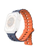 For Apple Watch Series 10 46mm / Ultra 2 Ultra 49mm /  Series 9 8 7 45mm / 6 5 4 SE (2023) SE (2022) SE 44mm / 3 2 1 42mm Silicone Band Watch Strap - Midnight Blue+Orange