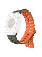 For Apple Watch Series 10 46mm / Ultra 2 Ultra 49mm /  Series 9 8 7 45mm / 6 5 4 SE (2023) SE (2022) SE 44mm / 3 2 1 42mm Silicone Band Watch Strap - Olive Green+Orange